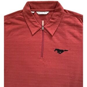 Ford Mustang Pony Cutter & Buck Womens Large Quarter Zip Golf Polo Burnt Orange